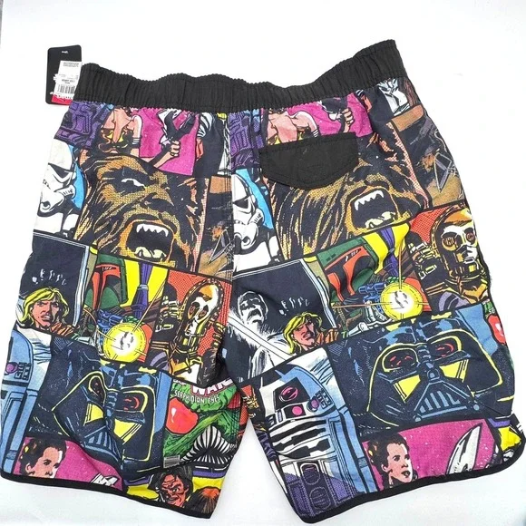 STAR WARS Men's 2XL Retro Vintage Comic Book Collage 8" Board Shorts Swim Trunks - Picture 2 of 8